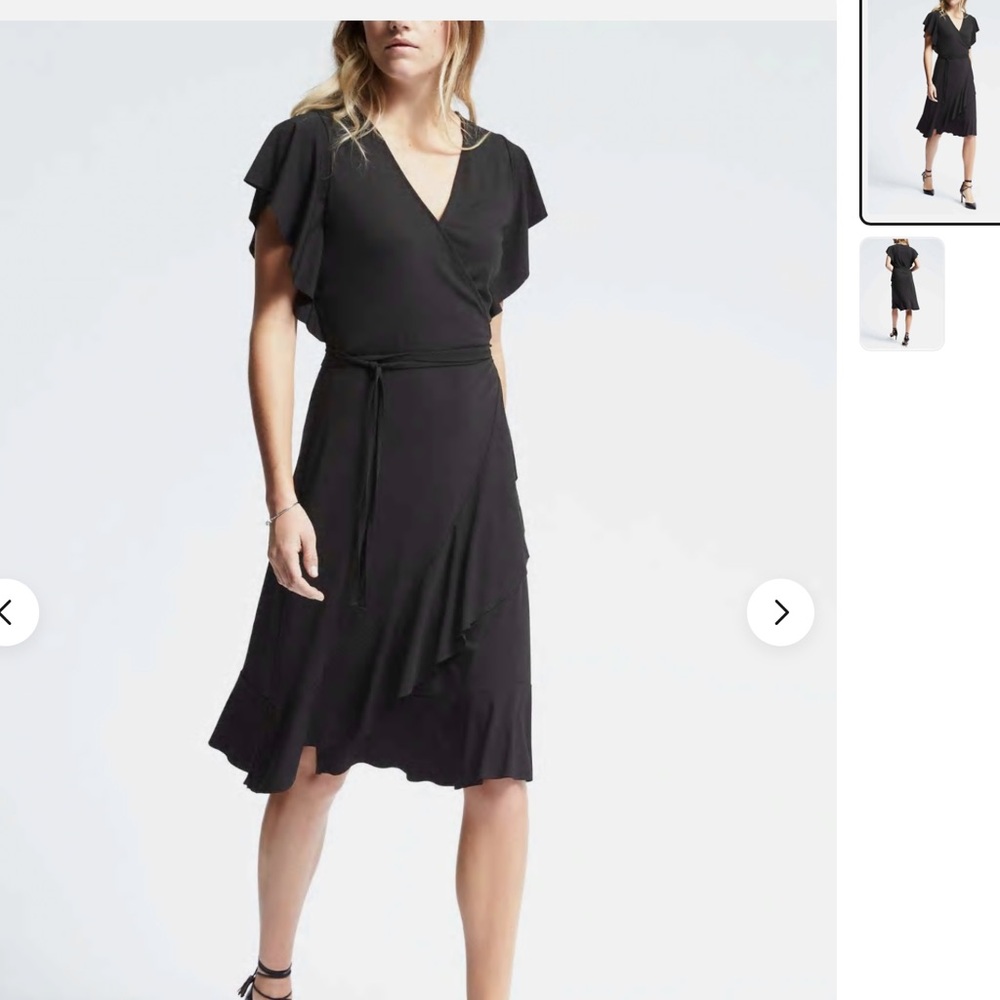 🤩 Fun LBD! Banana Republic Flounce Wrap Dress, size L